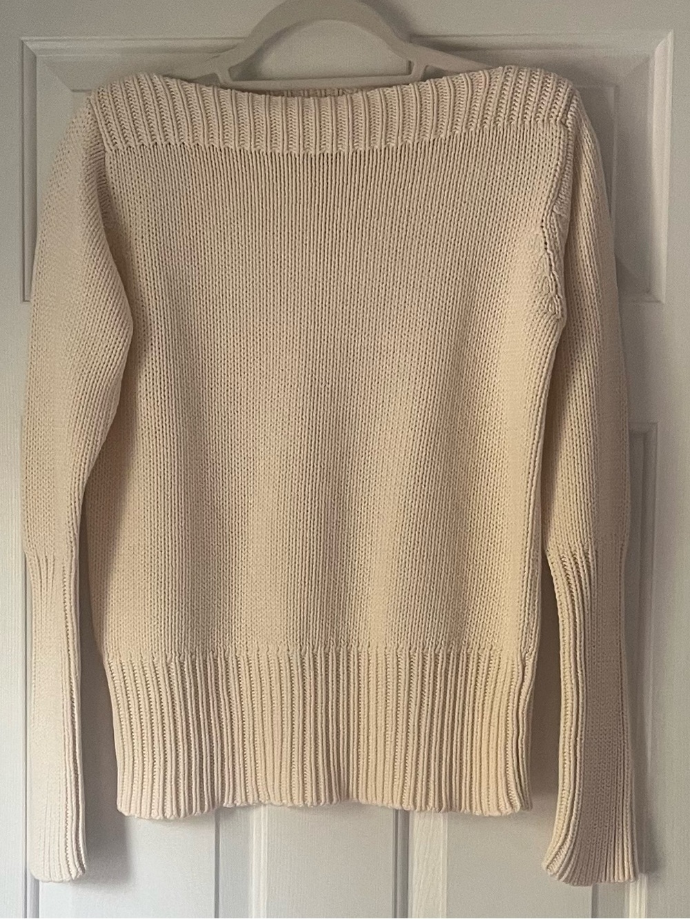 Vintage 90s GAP Boatneck Chunky Cotton Knit Sweater in Cream